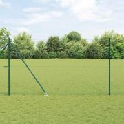 vidaXL Staket med stolpar Grön 1.6 x 10 m PVC-belagd stål