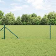 vidaXL Staket med stolpar Grön 0.8 x 25 m PVC-belagd stål