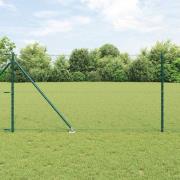 vidaXL Staket med stolpar Grön 1 x 25 m PVC-belagd stål