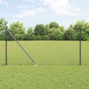 vidaXL Staket med stolpar Grå 1.4 x 25 m PVC-belagd stål