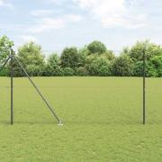 vidaXL Staket med stolpar Grå 1.5 x 50 m PVC-belagd stål
