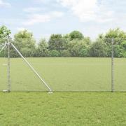 vidaXL Staket med stolpar Silver 1.4 x 25 m PVC-belagd stål