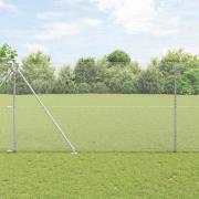 vidaXL Staket med stolpar Silver 1.5 x 50 m PVC-belagd stål