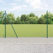 vidaXL Staket med stolpar Grön 1.6 x 25 m PVC-belagd stål