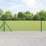 vidaXL Staket med stolpar Grön 0.4 x 100 m PVC-belagd stål