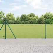 vidaXL Staket med stolpar Grön 0.8 x 100 m PVC-belagd stål