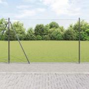 vidaXL Staket med stolpar Grå 1.5 x 100 m PVC-belagd stål