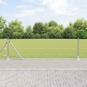 vidaXL Staket med stolpar Silver 0.4 x 25 m PVC-belagd stål