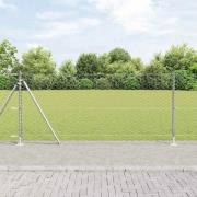 vidaXL Staket med stolpar Silver 0.8 x 50 m PVC-belagd stål
