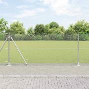 vidaXL Staket med stolpar Silver 0.8 x 100 m PVC-belagd stål