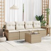 vidaXL Trädgårdsoffset med kudde 5 pcs Beige, Kräm 55 x 55 x 37 cm