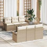 vidaXL Trädgårdsoffset 7 pcs Beige och gräddfärgad 55 x 55 x 37 cm