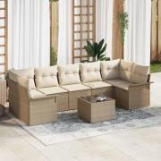 vidaXL Trädgårdsoffset med kudde 8 pcs Beige, Kräm 55 x 55 x 37 cm