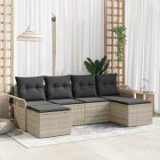 vidaXL Trädgårdsoffset med kudde med lagring 6 pcs Ljusgrå Poly rattan