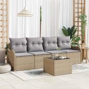 vidaXL Trädgårdsoffset med kudde 5 pcs Beige, grå 55 x 55 x 37 cm