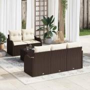 vidaXL Trädgårdsoffset 6 pcs Brun, krämfärgad 55 x 55 x 37 cm