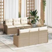 vidaXL Trädgårdsoffset med kudde 7 pcs Beige, Kräm 55 x 55 x 37 cm
