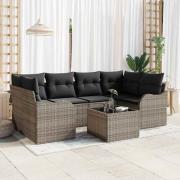 vidaXL Trädgårdsoffset med kudde med lagring 7 pcs Grå 55 x 55 x 37 cm