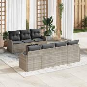 vidaXL Trädgårdsoffset med kudde 8 pcs Ljusgrå 55 x 55 x 37 cm