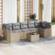 vidaXL Trädgårdsoffset med kudde 8 pcs Beige, grå 55 x 55 x 37 cm