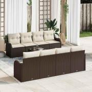 vidaXL Trädgårdsoffset 9 pcs Brun, krämfärgad 55 x 55 x 37 cm