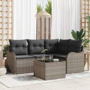 vidaXL Trädgårdsoffset med kudde med lagring 5 pcs Svart Poly rattan