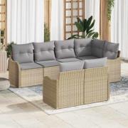 vidaXL Trädgårdsoffset med kudde med lagring 7 pcs Beige Poly rattan