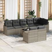 vidaXL Trädgårdsoffset med kudde 9 pcs Ljusgrå Poly rattan