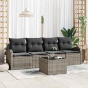 vidaXL Trädgårdsoffset med kudde med lagring 5 pcs Grå 55 x 55 x 37 cm