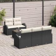 vidaXL Trädgårdsoffset med kudde 6 pcs Svart, Grädde 55 x 55 x 37 cm