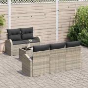 vidaXL Trädgårdsoffset 6 pcs Ljusgrå, mörkgrå kuddar 55 x 55 x 37 cm