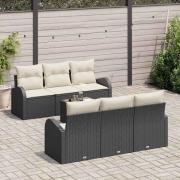 vidaXL Trädgårdsoffset med kudde 7 pcs Svart och kräm 55 x 55 x 37 cm