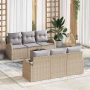 vidaXL Trädgårdsoffset med kudde 7 pcs Beige, grå 55 x 55 x 37 cm