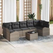 vidaXL Trädgårdsoffset med kudde med lagring 8 pcs Grå 55 x 55 x 37 cm