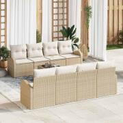 vidaXL Trädgårdsoffset 9 pcs Beige och gräddfärgad 55 x 55 x 37 cm