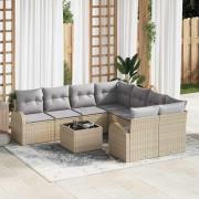 vidaXL Trädgårdsoffset med kudde 9 pcs Beige, grå 55 x 55 x 37 cm