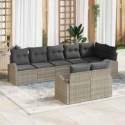 vidaXL Trädgårdsoffset med kudde 8 pcs Ljusgrå Poly rattan