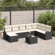 vidaXL Soffset med kudde med lagring 9 pcs Svart och Vitt konstrotting