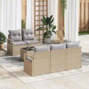 vidaXL Trädgårdsoffset med kudde 6 pcs Beige, grå 55 x 55 x 37 cm
