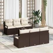 vidaXL Trädgårdsoffset Manuell 7 pcs Brun, krämfärgad 55 x 55 x 37 cm