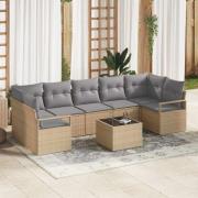 vidaXL Trädgårdsoffset med kudde 8 pcs Beige och Grå 55 x 55 x 37 cm