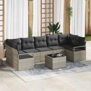 vidaXL Trädgårdsoffset med kudde 8 pcs Ljusgrå 55 x 55 x 37 cm