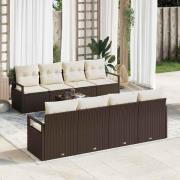 vidaXL Trädgårdsoffset med kudde 9 pcs Brun och Kräm 55 x 55 x 37 cm