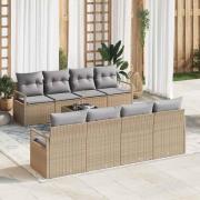 vidaXL Trädgårdsoffset med kudde 9 pcs Beige, grå 55 x 55 x 37 cm