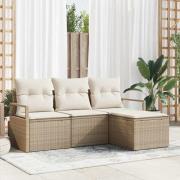vidaXL Trädgårdsoffset med kudde med lagring 4 pcs Beige, Kräm