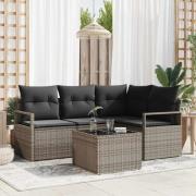 vidaXL Trädgårdsoffset 5 pcs Ljusgrå Poly Rattan, Pulverlackerat Stål