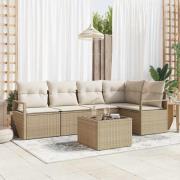 vidaXL Trädgårdsoffset med kudde med lagring 6 pcs Beige, Kräm