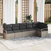 vidaXL Trädgårdsoffset 6 pcs Grå Poly Rattan, Pulverlackerat Stål