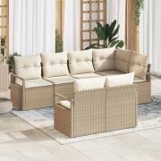 vidaXL Trädgårdsoffset med kudde med lagring 7 pcs Beige, Kräm