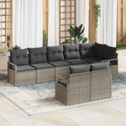 vidaXL Trädgårdsoffset 8 pcs Grå Poly Rattan, Pulverlackerat Stål